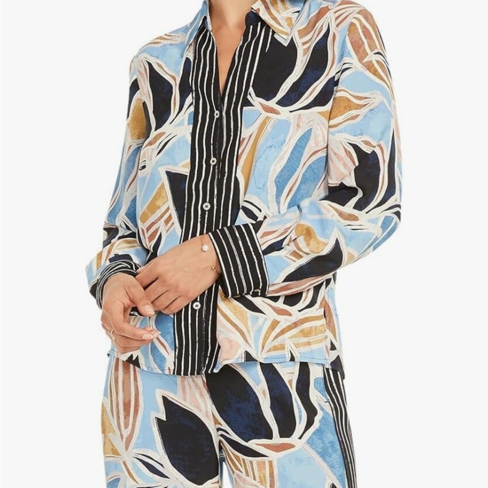 Abstract Leaf Print Blouse
